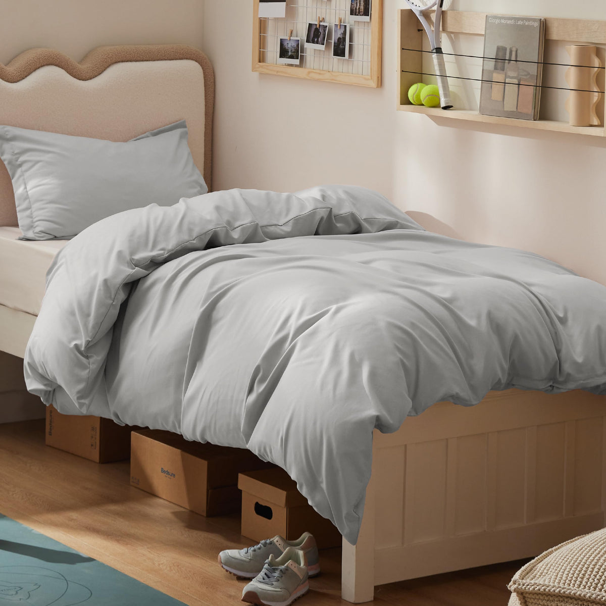 Bedsure Duvet Cover Queen Size, 3Pcs Soft Double Brushed Bedding Set, Linen