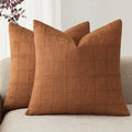 Foindtower Boho Linen Check Decorative Throw Pillow Cover 18×18 Olive Green