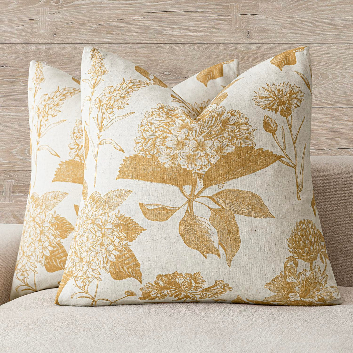 Foindtower Decorative Linen Floral Throw Pillow Covers 18×18 Inch,Blue