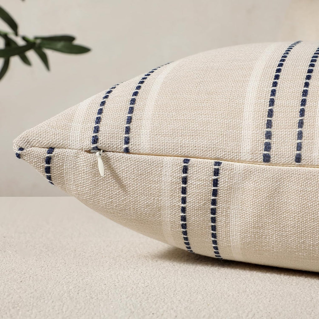Hckot Navy Blue Throw Pillow Covers 20x20 Set of 2 Striped Pillow Covers