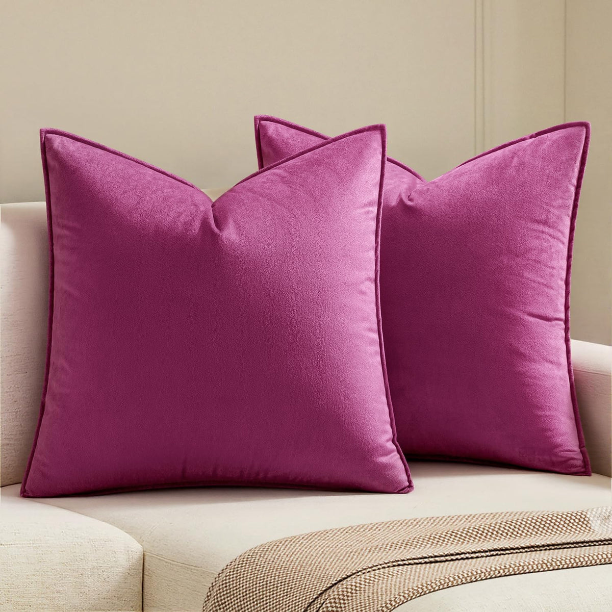 MIULEE Decorative Dark Brown Velvet Throw Pillow Covers for Couch 18x18 in
