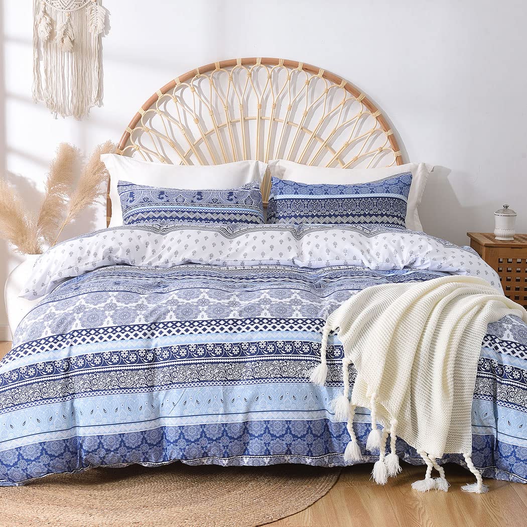 Lekesky Floral Duvet Cover Queen Size 3-Piece, Sage Green