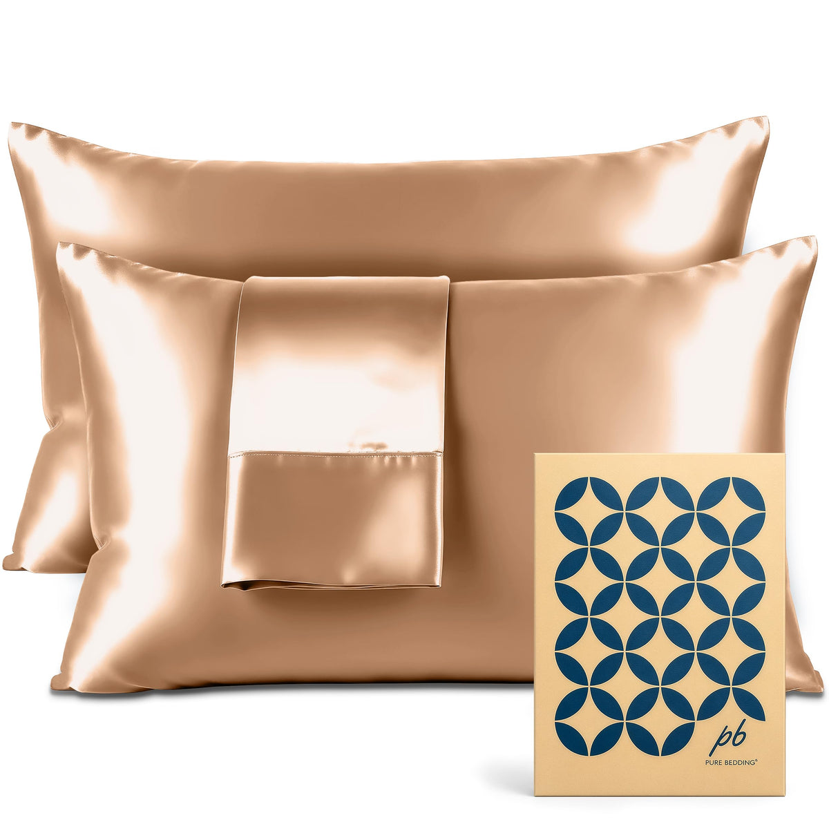 Pure Bedding Satin Pillowcase 2 Pack - Queen Size (20"x30", Black) - Silky Pillow Cases for Hair and Skin - Satin Pillow Covers with Envelope Closure - Extra Soft Premium Microfiber