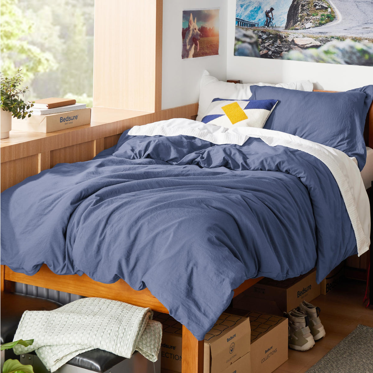 Bedsure Prewashed Duvet Cover Queen, Cotton-Like Soft Bedding Set, Linen