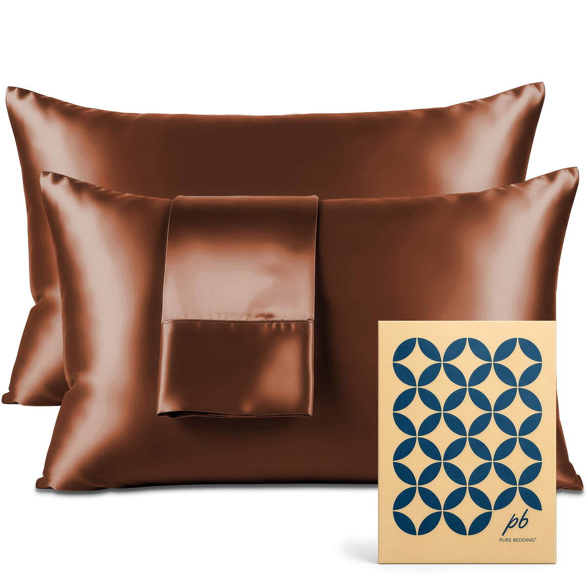 Pure Bedding Satin Pillowcase 2 Pack - Queen Size (20"x30", Black) - Silky Pillow Cases for Hair and Skin - Satin Pillow Covers with Envelope Closure - Extra Soft Premium Microfiber