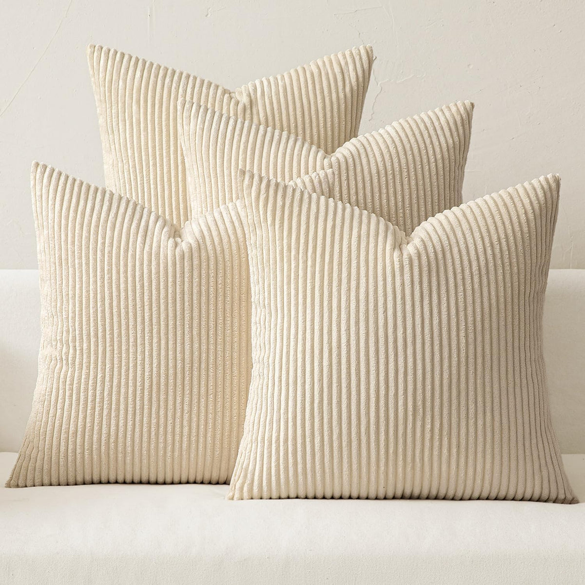 MIULEE Fall Corduroy Decorative Throw Pillow Covers Rust-Olive Green 18x18