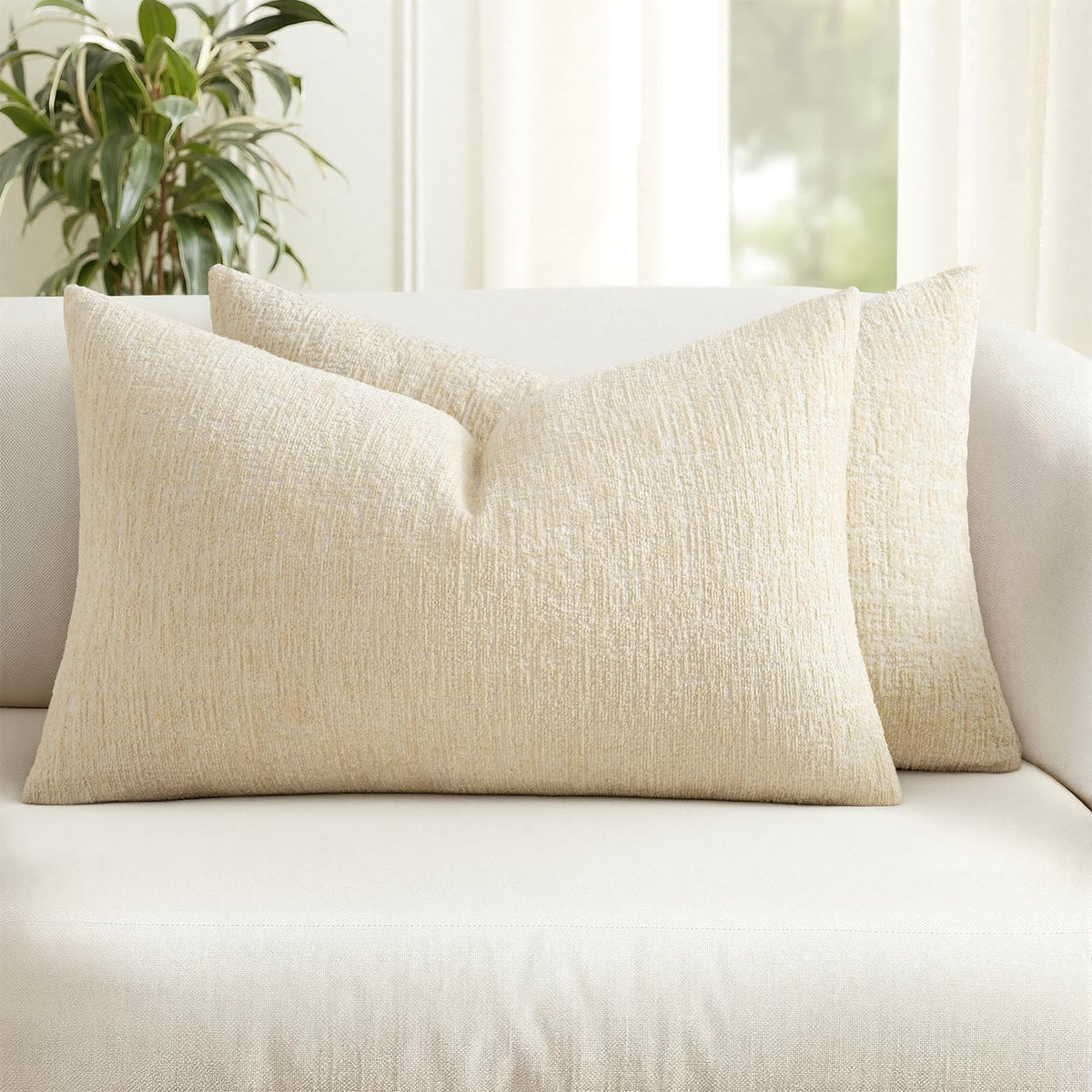MIULEE Couch Pillow Covers Textured Chenille Home Decor 18x18 Navy Blue