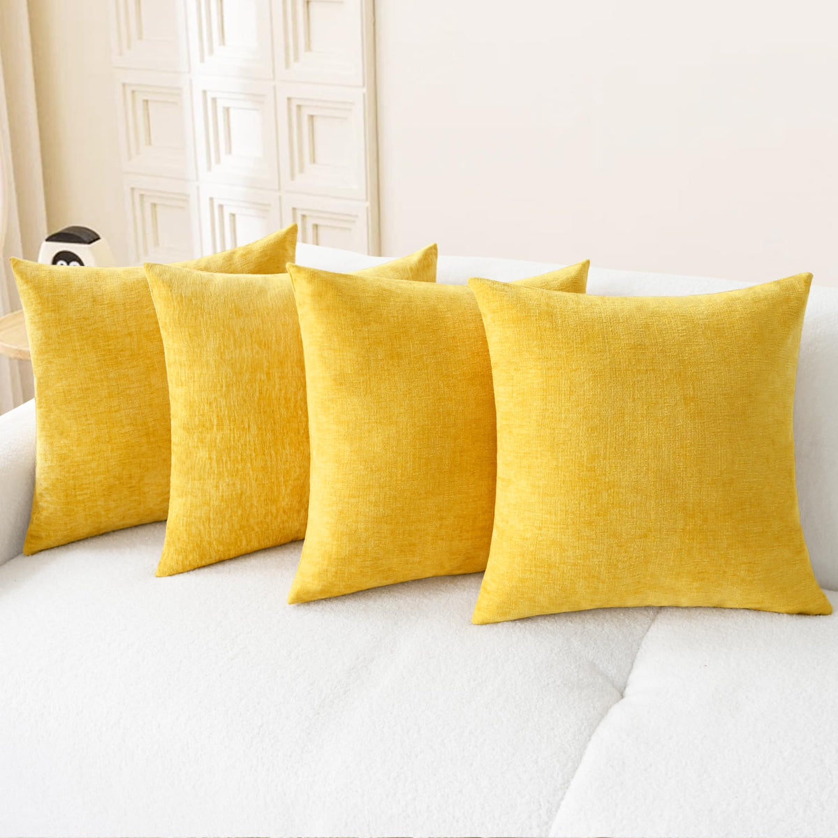 CaliTime Decorative Couch Throw Pillow Covers 18 X 18 Inches Navy Blue