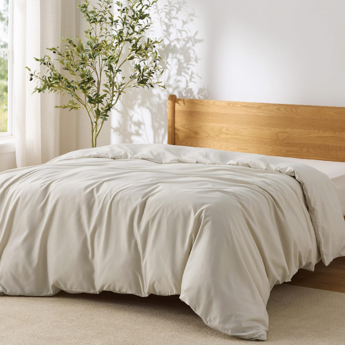 Bedsure Duvet Cover Queen Size, 3Pcs Soft Double Brushed Bedding Set, Linen