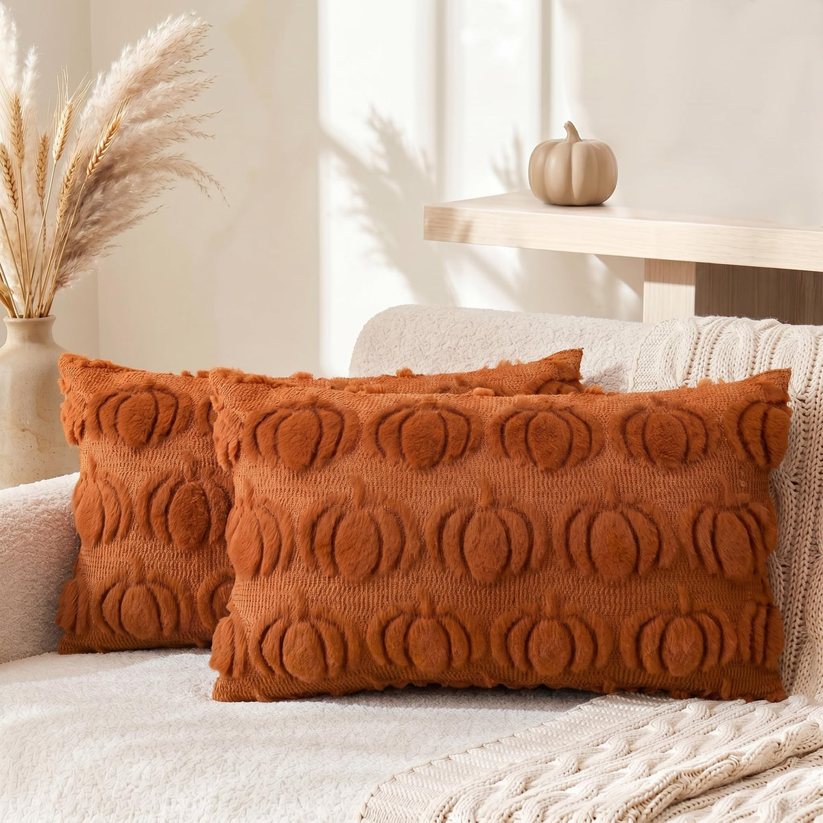 AVOIN colorlife Caramel Fall Pumpkin Throw Pillow Covers 20x20 Inch