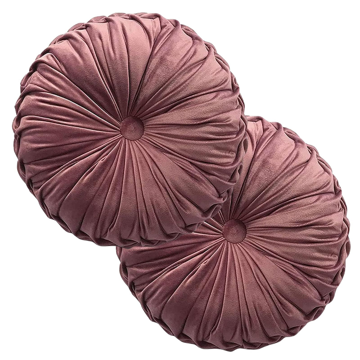 Teieas Round Pillows Velvet Pleated Circle Pillow Floor Pillows Burgundy