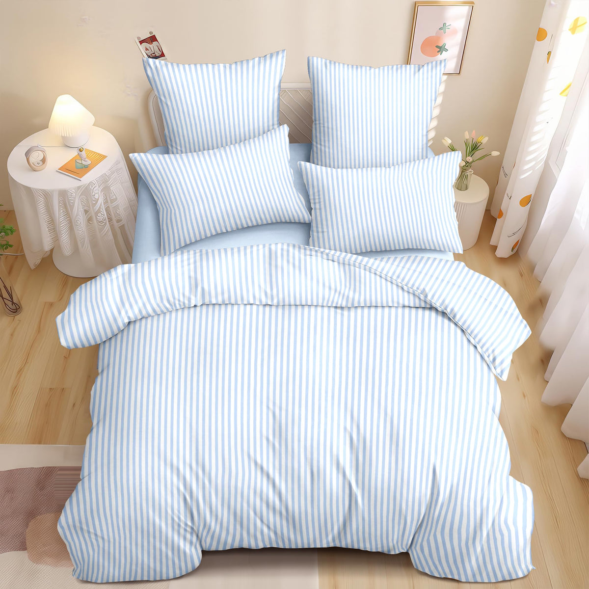 Nayoroom Gingham Duvet Cover Set Queen Brown Tan Plaid Checkered Bedding