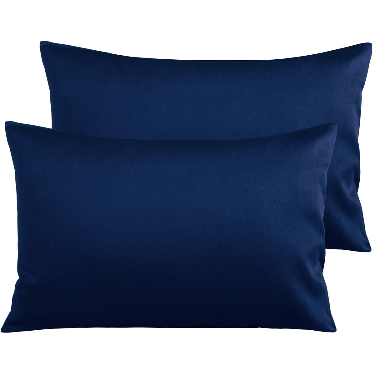 NTBAY Queen Egyptian Cotton Sateen Pillowcases, Set of 2, Navy Blue