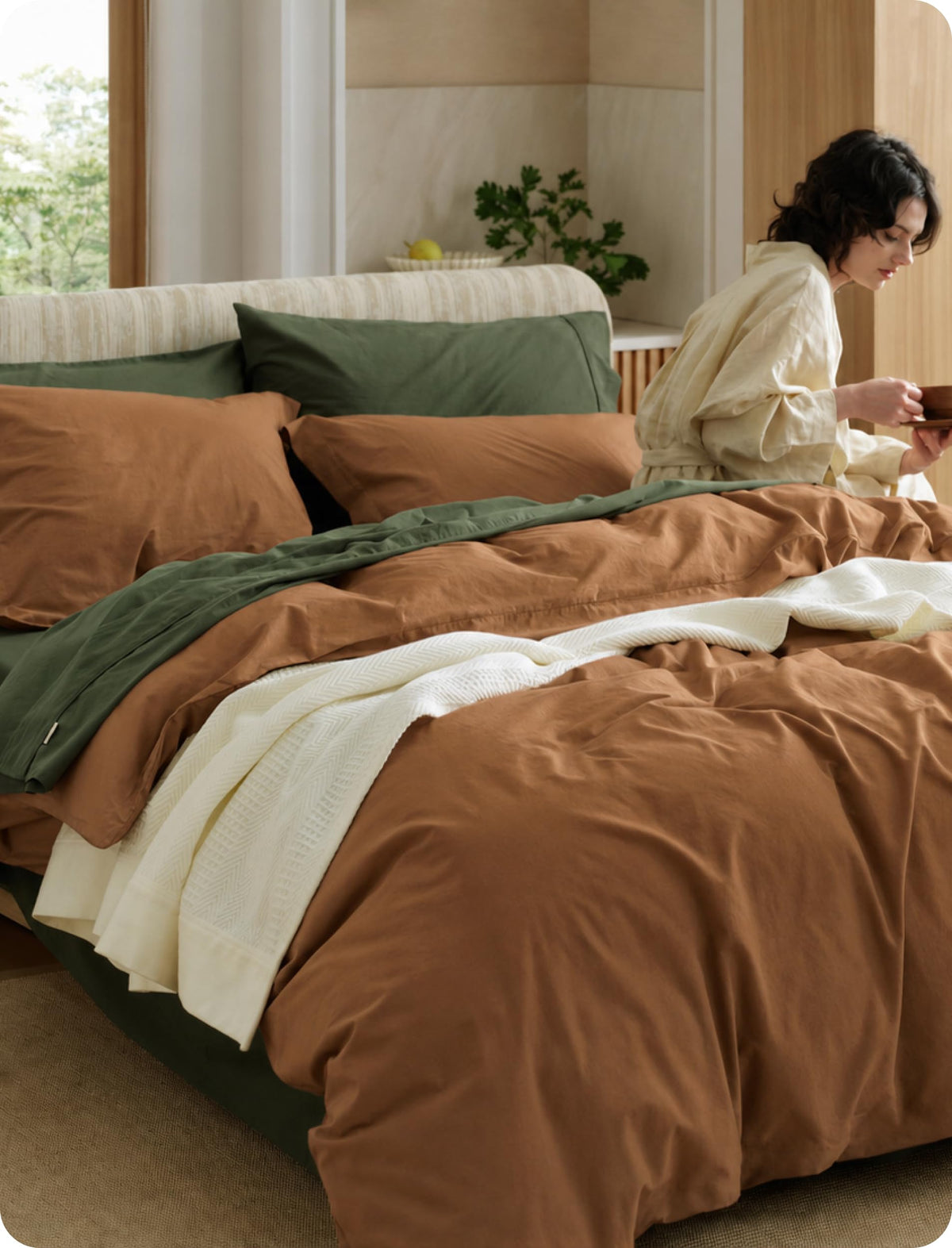 Bedsure PureWoven 100% Washed Cotton Duvet Cover Set, King Size, 3-PC