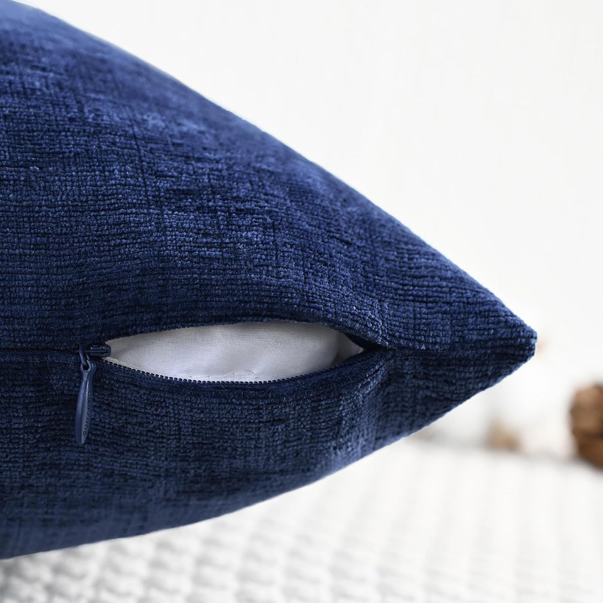 CaliTime Decorative Couch Throw Pillow Covers 18 X 18 Inches Navy Blue