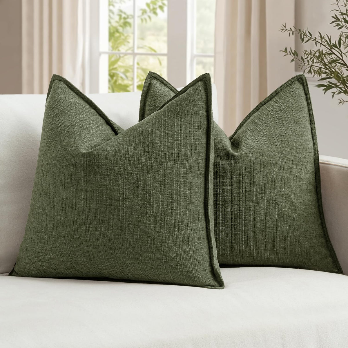 MIULEE Thick Textured Rust Decorative Fall Throw Pillow Covers 20x20 Inch