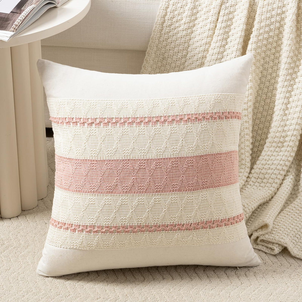 Fancy Homi Set of 1 Navy Blue Lumbar Decorative Throw Pillow Covers 12x20 Inch for Couch Bed Sofa Living Room, Soft Cotton blend Woven Textured Cushion Case