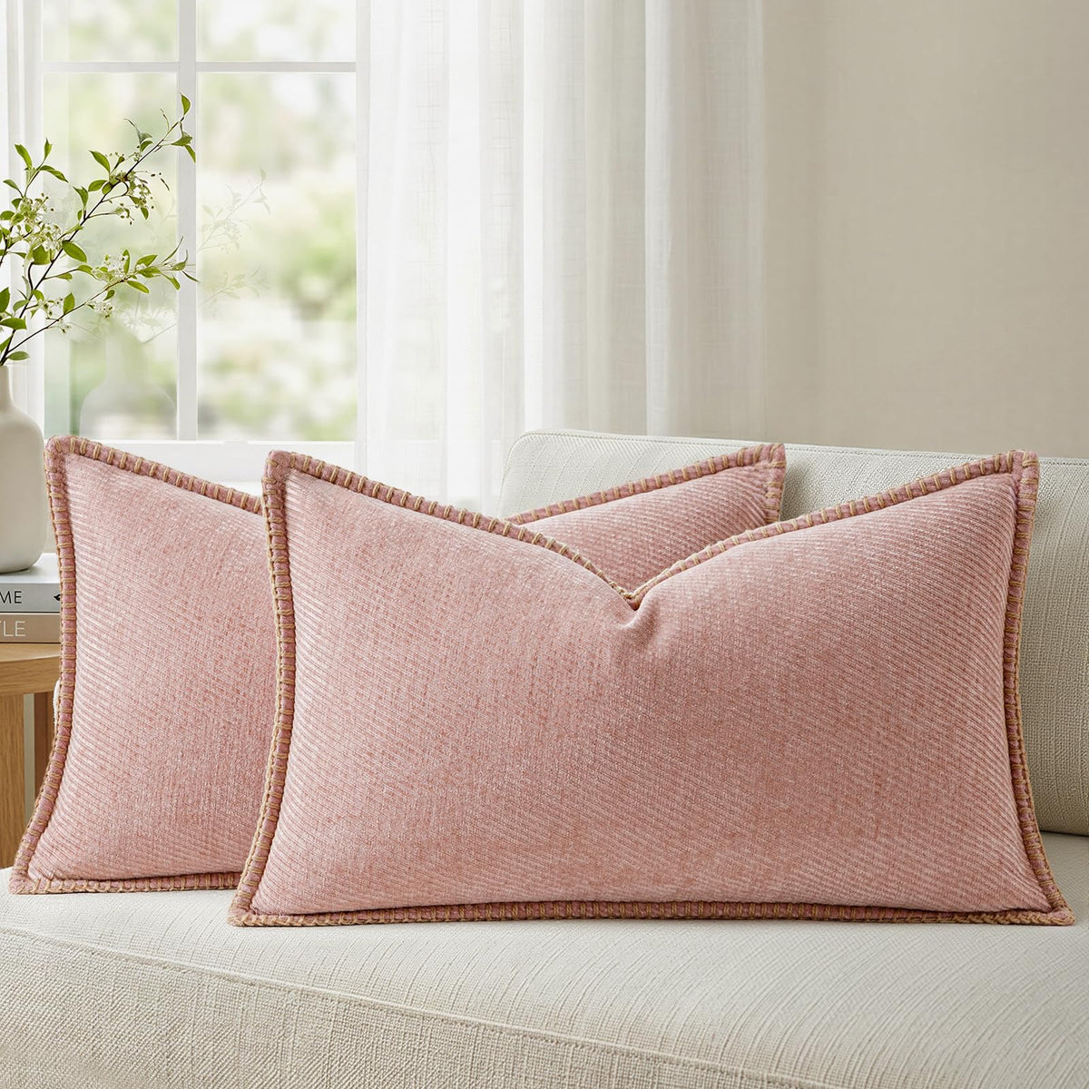 a moment Fall Decorative Throw Pillow Covers Pack of 2,12x20 Inch Rust