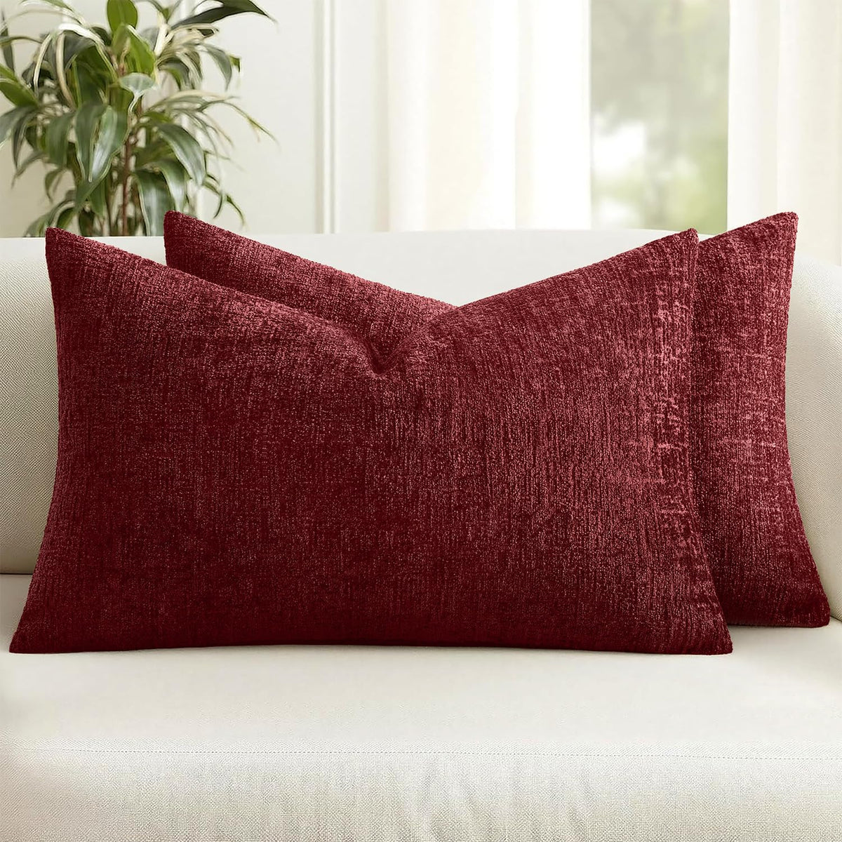 MIULEE Couch Pillow Covers Textured Chenille Home Decor 18x18 Navy Blue