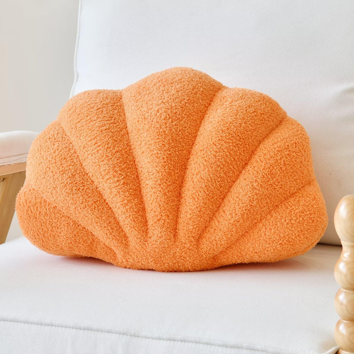 Lfsaaj Dusty Blue Seashell Throw Pillows, Shell Shaped Throw Pillows, 13 Inch Soft Home Decorative Pillow Plush Cushion for Bed Couch Living Sofa Room Decor Accent Throw Pillow