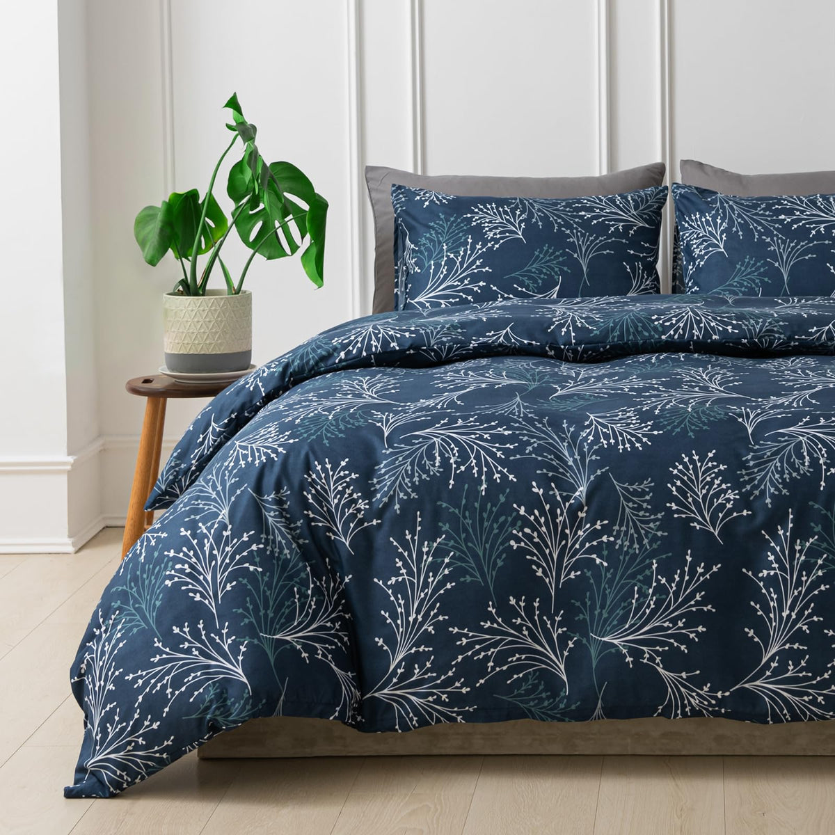 Lekesky Floral Duvet Cover Queen Size 3-Piece, Sage Green