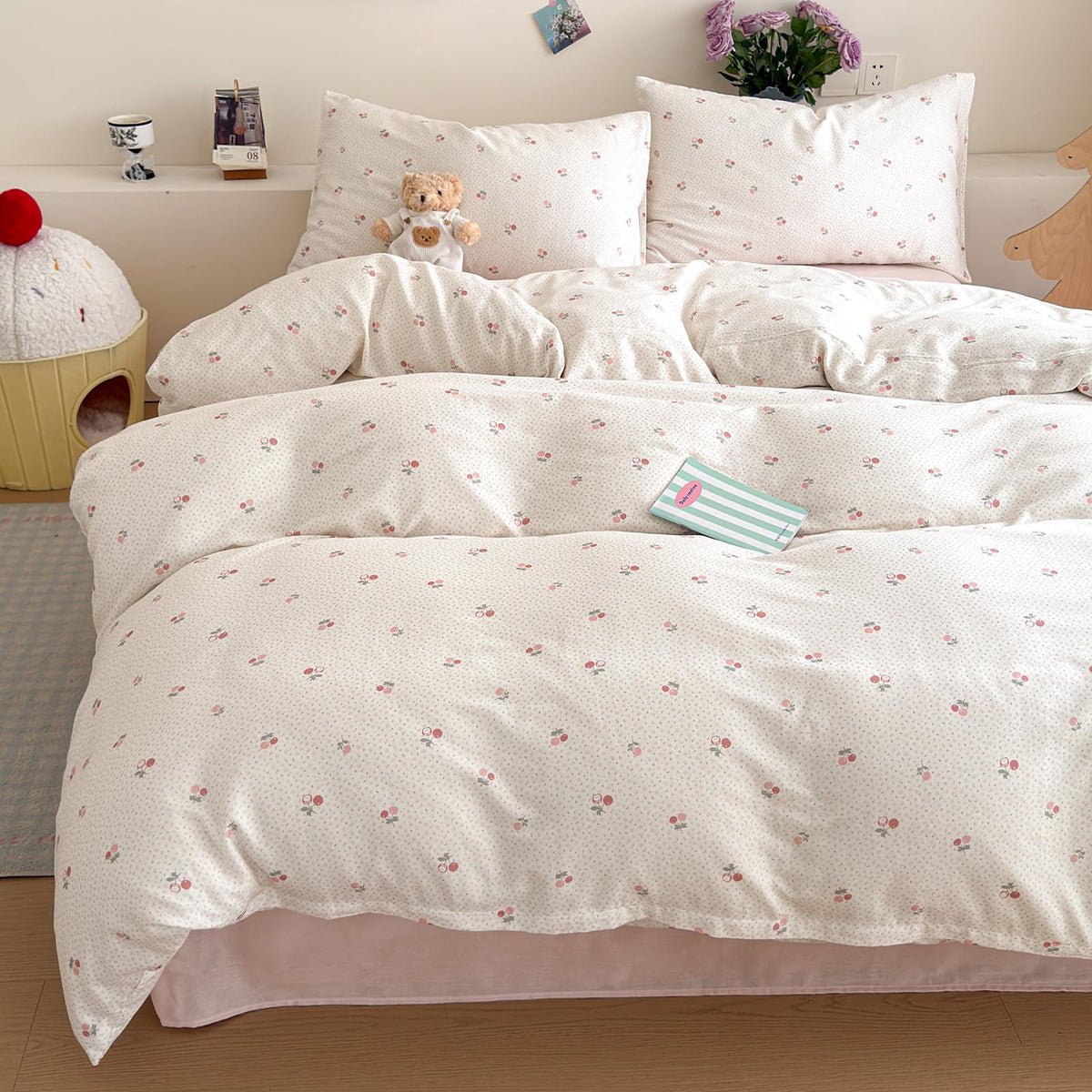 French Chic Ruffled Duvet Cover Queen Size Beige Wavy Jacquard Bedding Set 3 Pieces, Microfiber Zipper Comforter Cover and 2 Pillowcases Aesthetic Boho Girls Women Bedding Duvet Cover for All Seasons