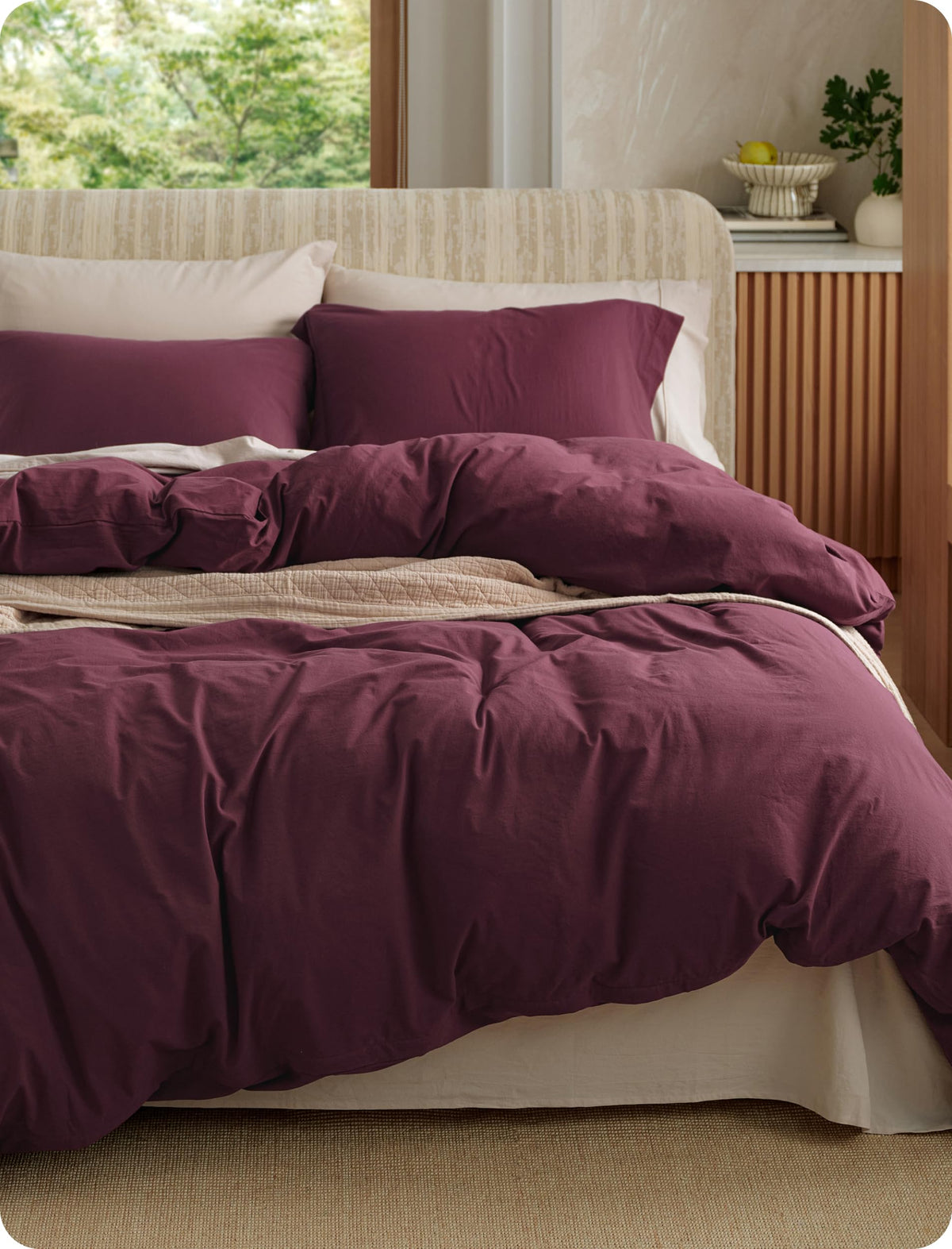 Bedsure PureWoven 100% Washed Cotton Duvet Cover Set, King Size, 3-PC