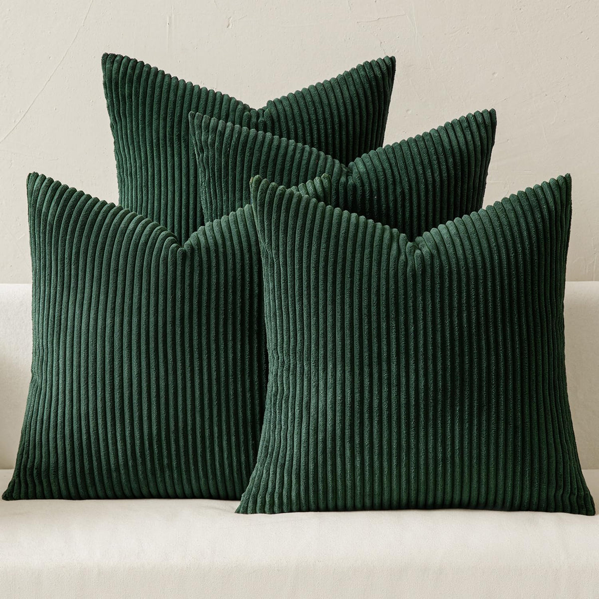 MIULEE Fall Corduroy Decorative Throw Pillow Covers Rust-Olive Green 18x18