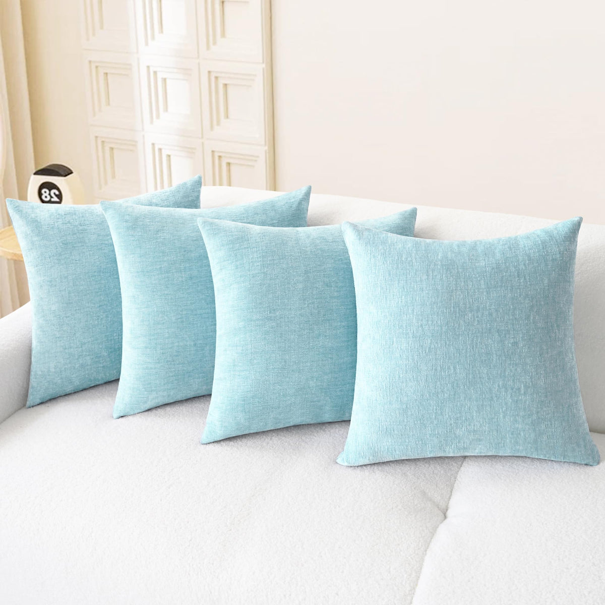 CaliTime Decorative Couch Throw Pillow Covers 18 X 18 Inches Navy Blue