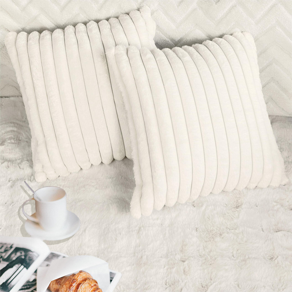 2 Pack 18x18 Pillow Cover Velvet Pillow Covers, Faux Fur Square Throw Pillow Covers for Living Room Decorations Throw Pillow Case, Throw Pillow Cover Cushion Cover for Home Sofa Bedroom Car, Grey