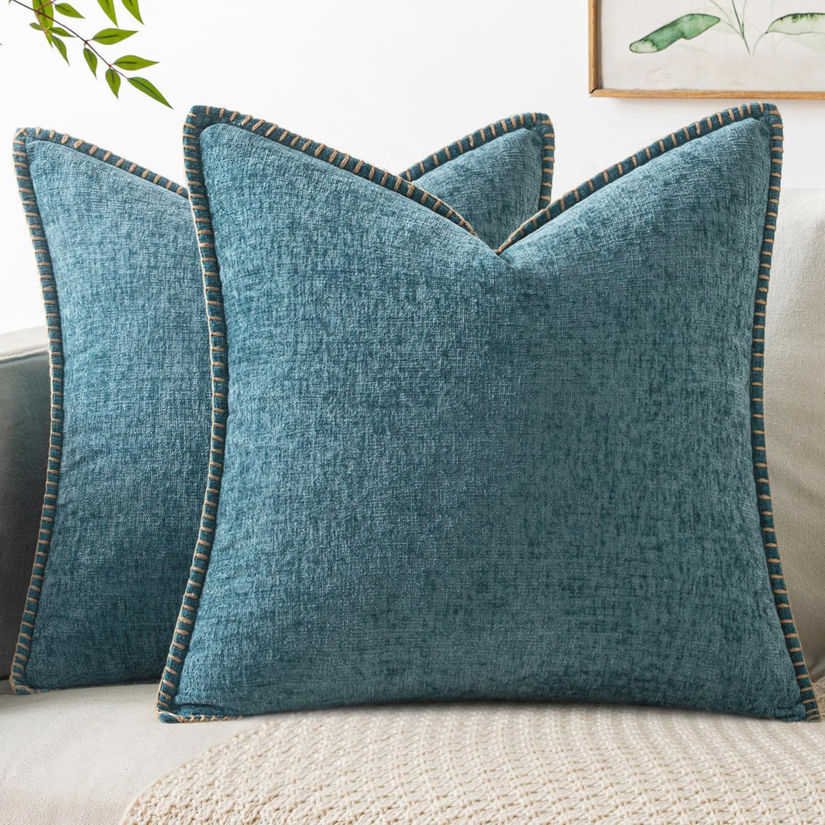 MIULEE Decorative Couch Throw Pillow Covers 18x18 Inch Navy 2 Pack