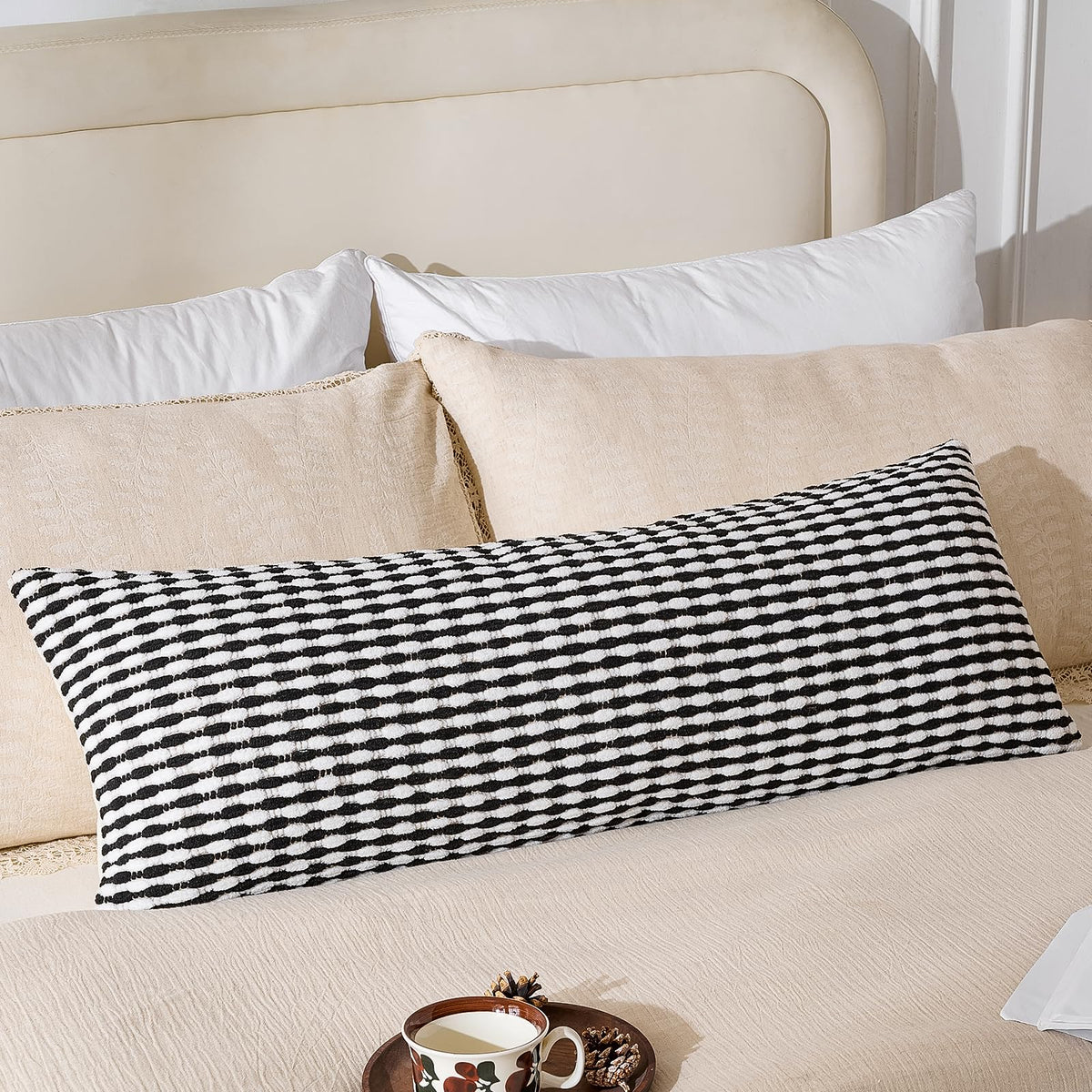 AmHoo Set of 2 Boho Chenille Pillow Cover,18 x 18-Inch Brown