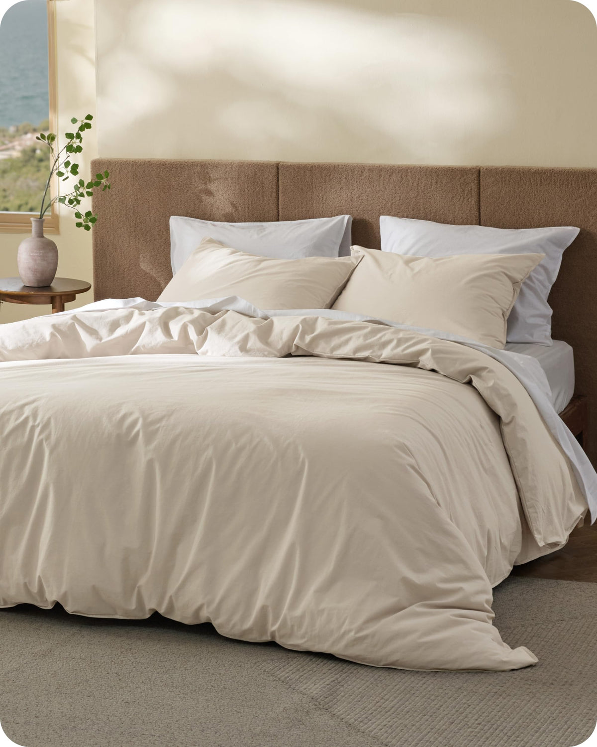 Bedsure PureWoven 100% Washed Cotton Duvet Cover Set, King Size, 3-PC
