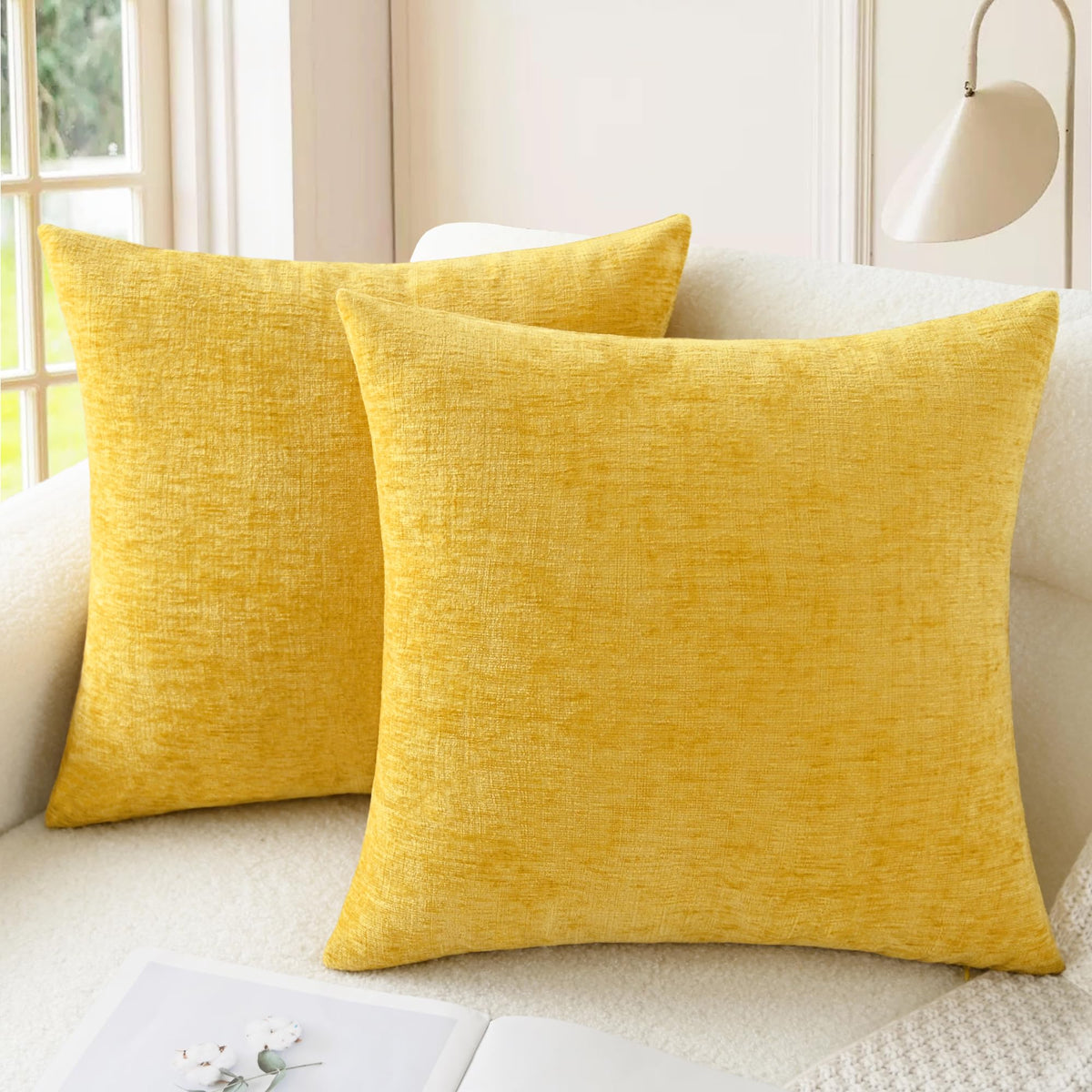 CaliTime Decorative Couch Throw Pillow Covers 18 X 18 Inches Navy Blue
