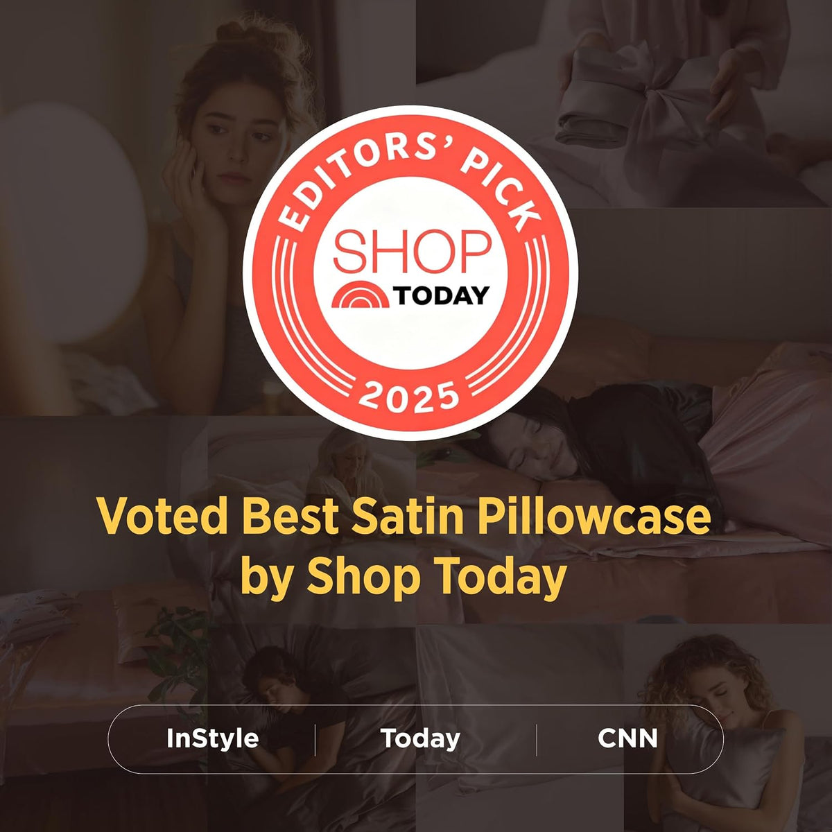 Bedsure Satin Pillowcase Standard Set of 2, Silky Pillow Cases, White