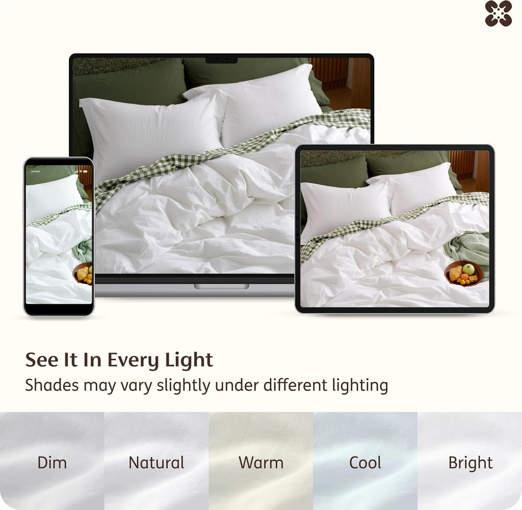 Bedsure PureWoven 100% Washed Cotton Duvet Cover Set, King Size, 3-PC
