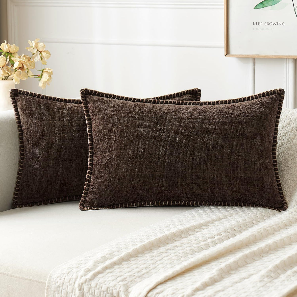 MIULEE Decorative Couch Throw Pillow Covers 18x18 Inch Navy 2 Pack