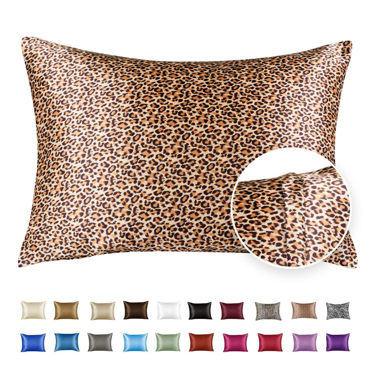 BLISSFORD Satin Pillowcase with Zipper, Like Silk Pillow Cases - Black