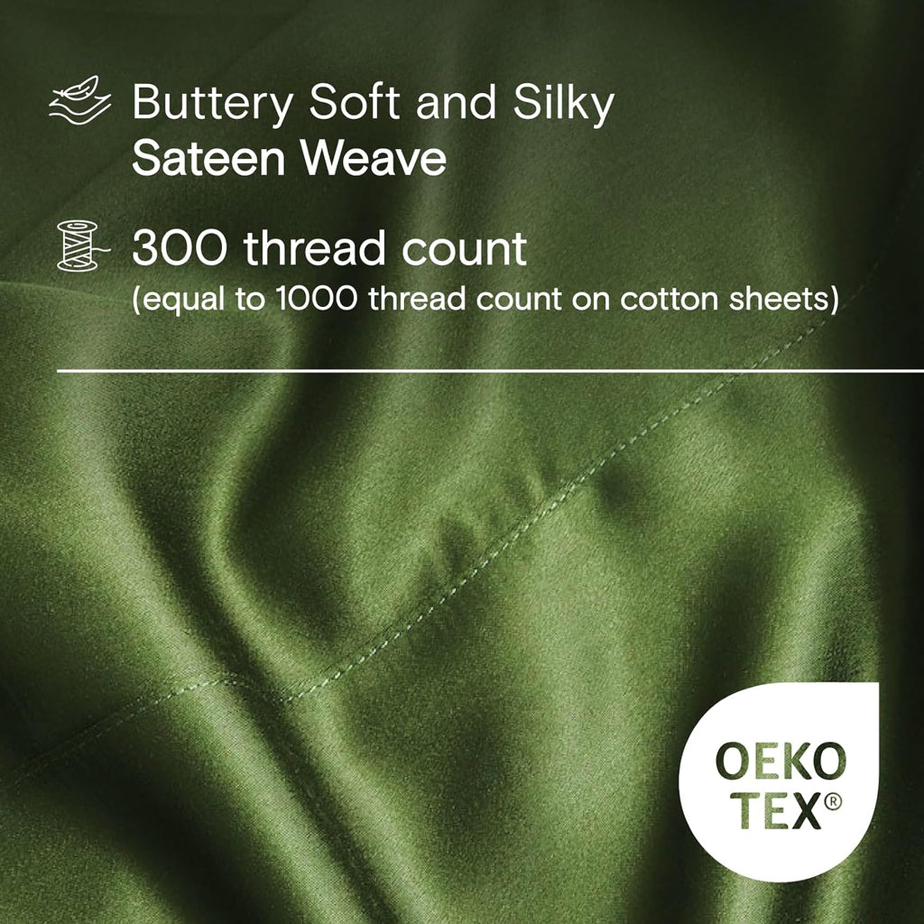 DOZ Duvet Cover Set, 100% Viscose derived from Bamboo, Organically Grown, Buttery Soft, Cooling Duvet Covers, High GSM, 1 Duvet Cover and 2 Pillowcases, 90"x90" (Forest, Full/Queen)