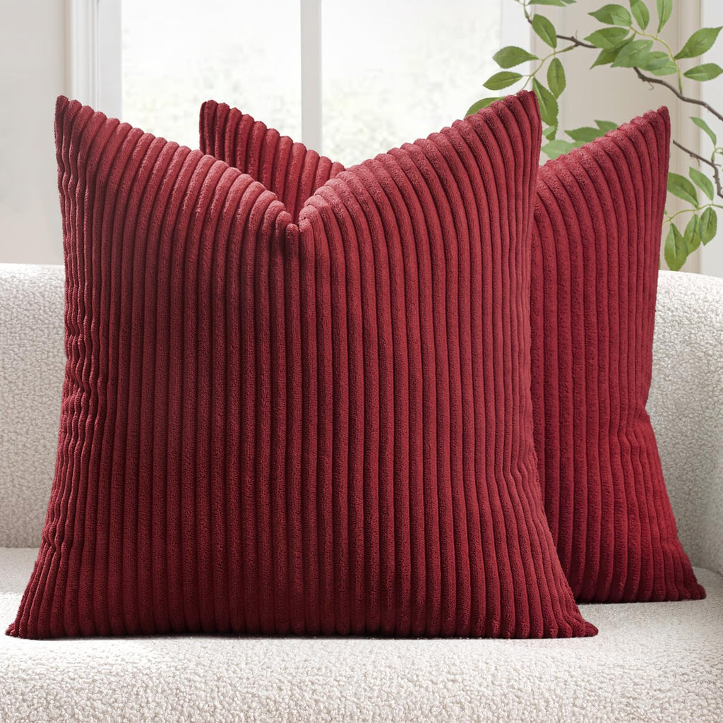 MIULEE Decorative Corduroy Throw Pillow Covers Set of 2 18x18 Dusty Blue