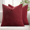 MIULEE Decorative Corduroy Throw Pillow Covers Set of 2 18x18 Dusty Blue