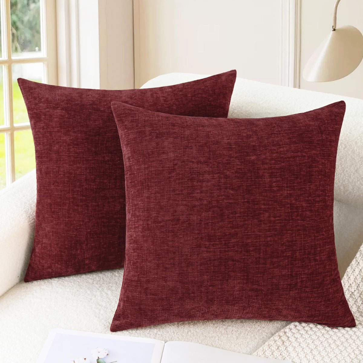 CaliTime Decorative Couch Throw Pillow Covers 18 X 18 Inches Navy Blue