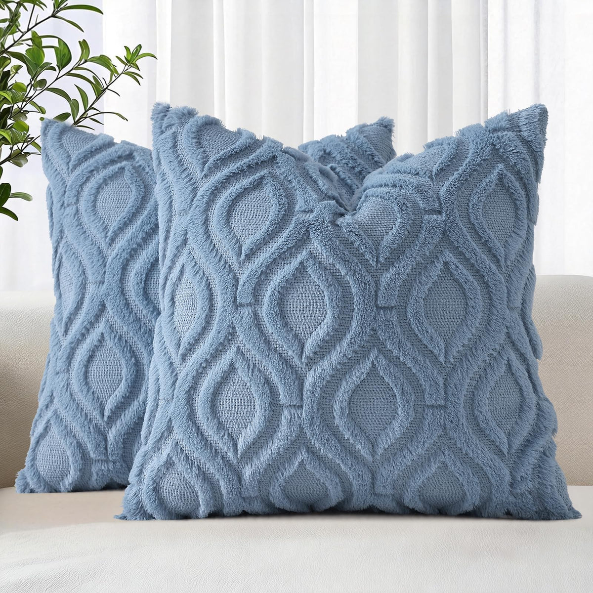 decorUhome Faux Fur Plush Soft Rust Throw Pillow Covers 18x18 Set of 2