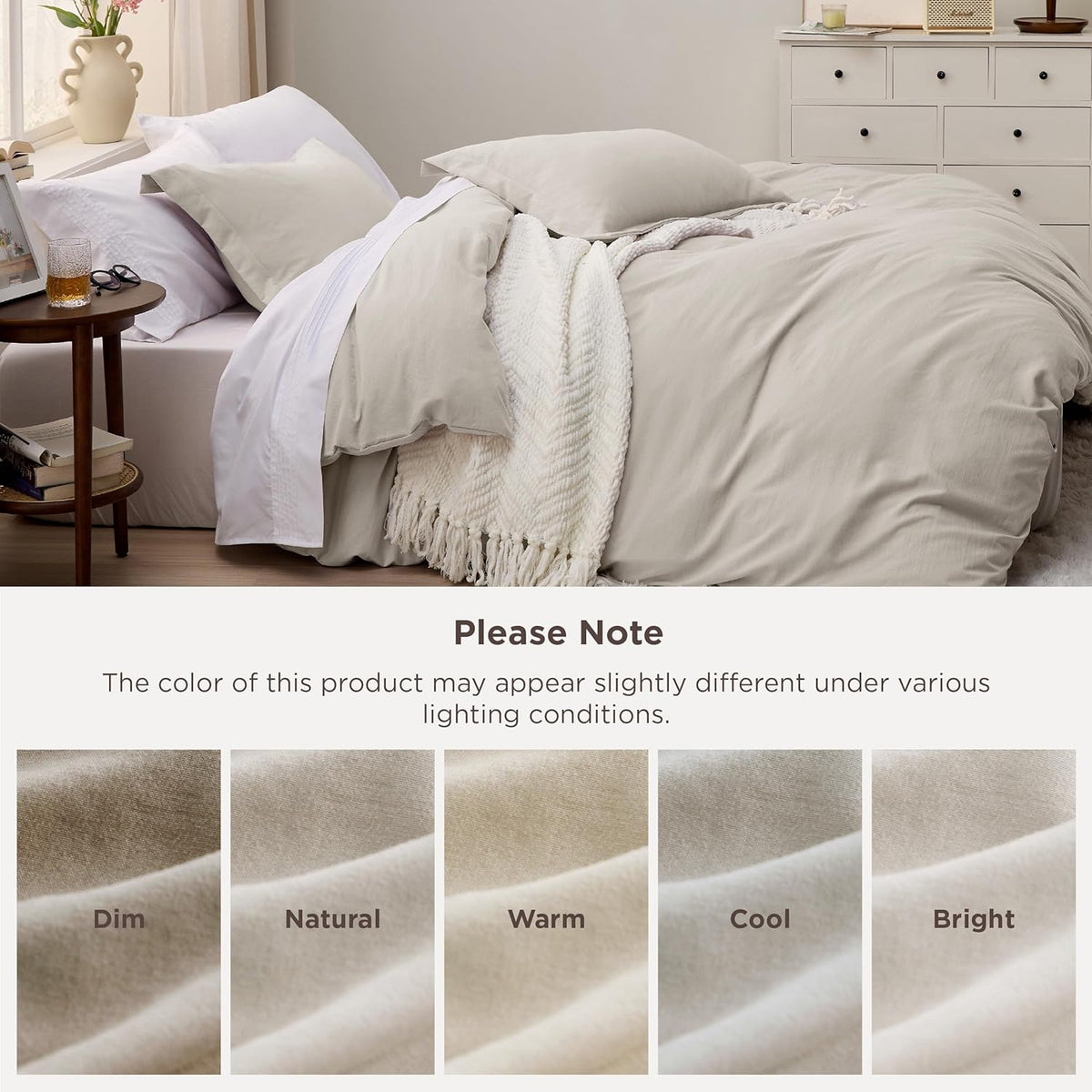 Bedsure Prewashed Duvet Cover Queen, Cotton-Like Soft Bedding Set, Linen