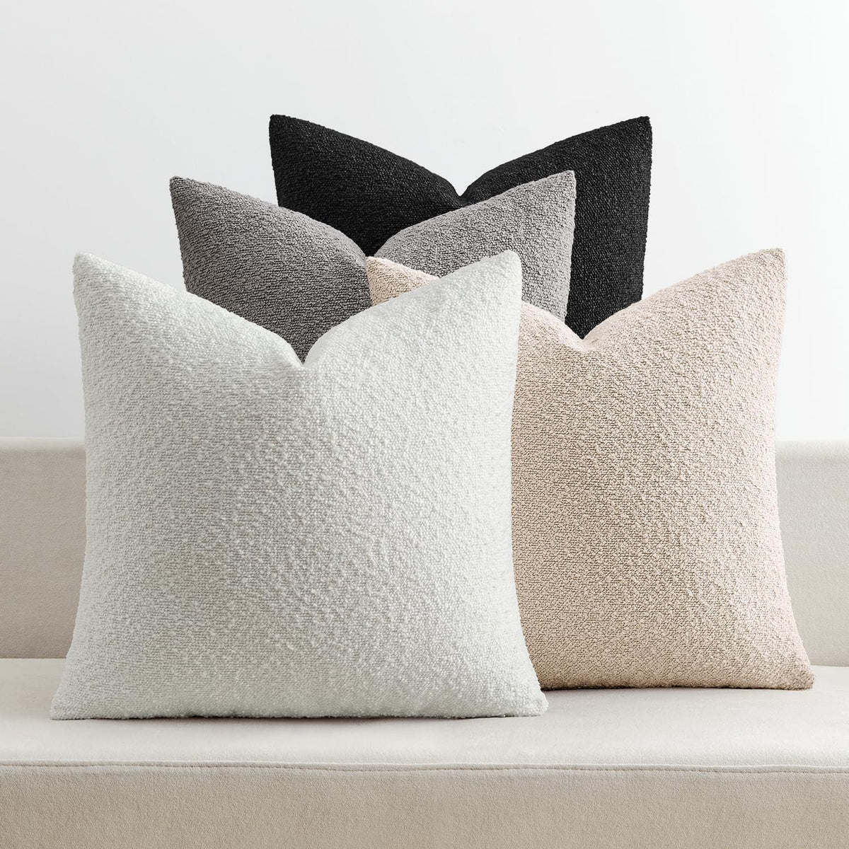 MIULEE Fall Decorative Boucle Throw Pillow Covers 18x18 Brown Set of 4