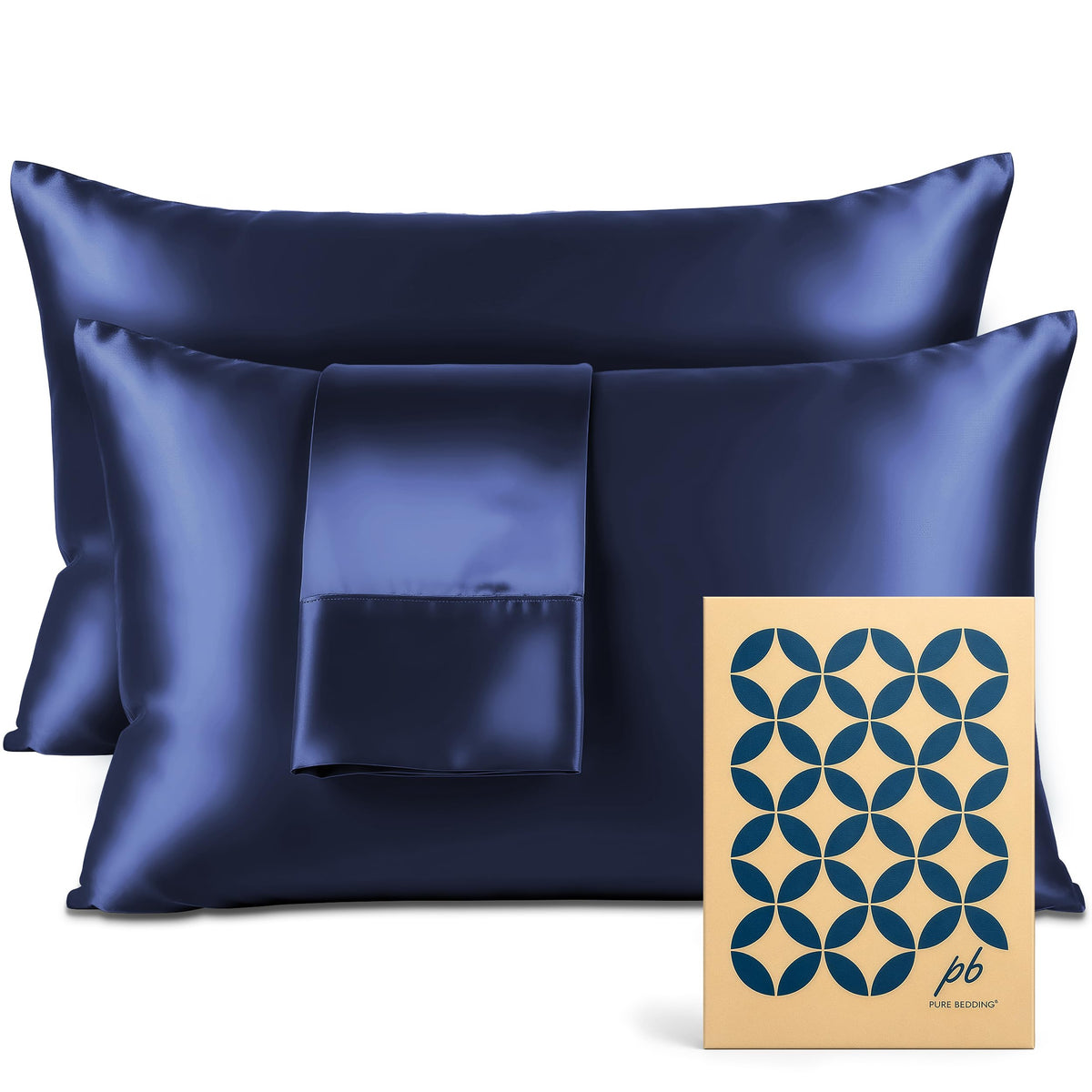Pure Bedding Satin Pillowcase 2 Pack - Queen Size (20"x30", Black) - Silky Pillow Cases for Hair and Skin - Satin Pillow Covers with Envelope Closure - Extra Soft Premium Microfiber