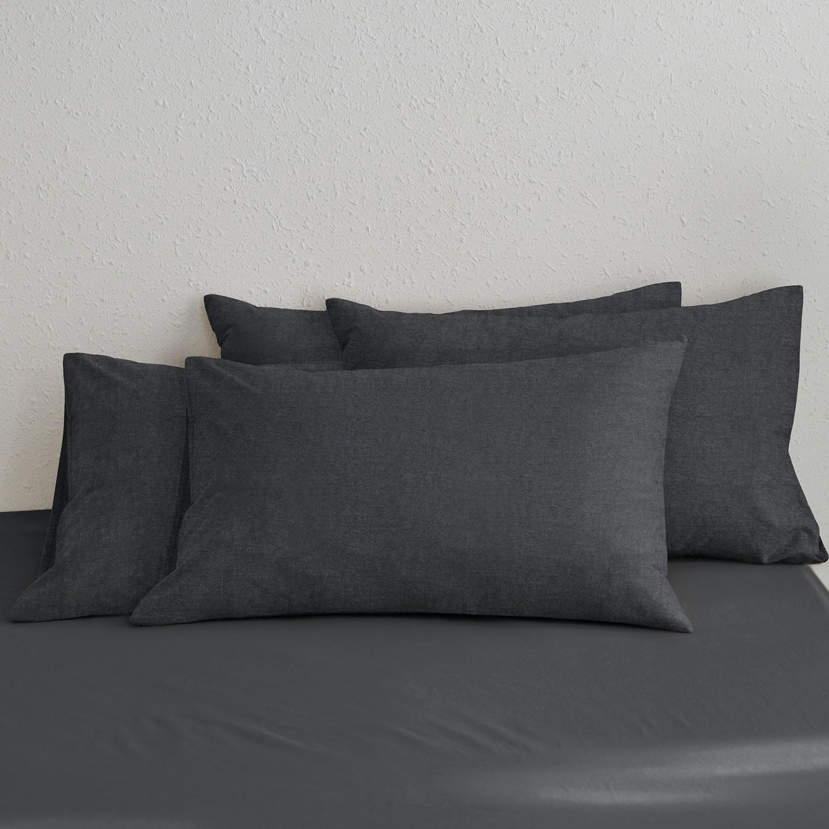 MOOMEE Pillowcase Set of 2 100% Washed Cotton Linen-Like Standard