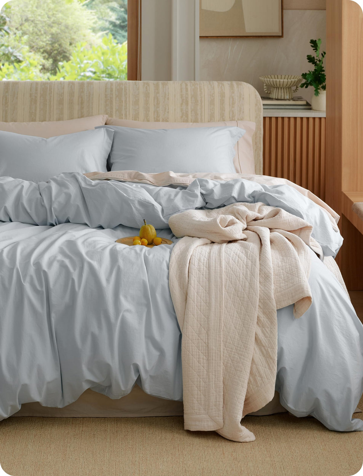 Bedsure PureWoven 100% Washed Cotton Duvet Cover Set, King Size, 3-PC