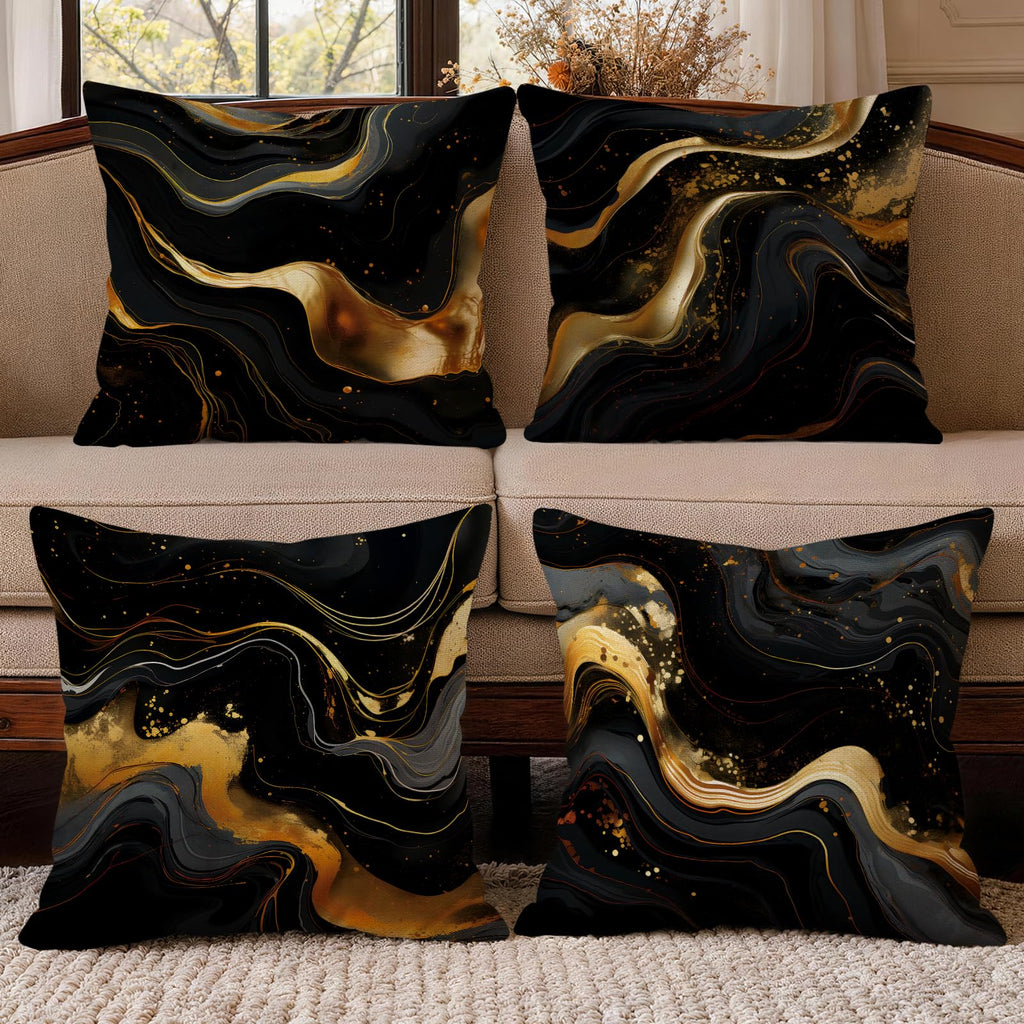 OBSEDE Retro Wood Grain Geometric Throw Pillow Covers 18 x 18 Inch Set of 4