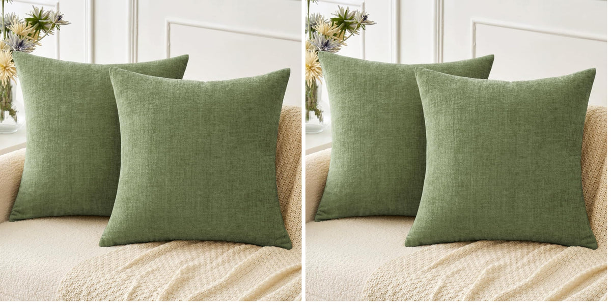 MIULEE Soft Chenille Throw Pillow Covers Teal 18x18 Inch Pack of 2